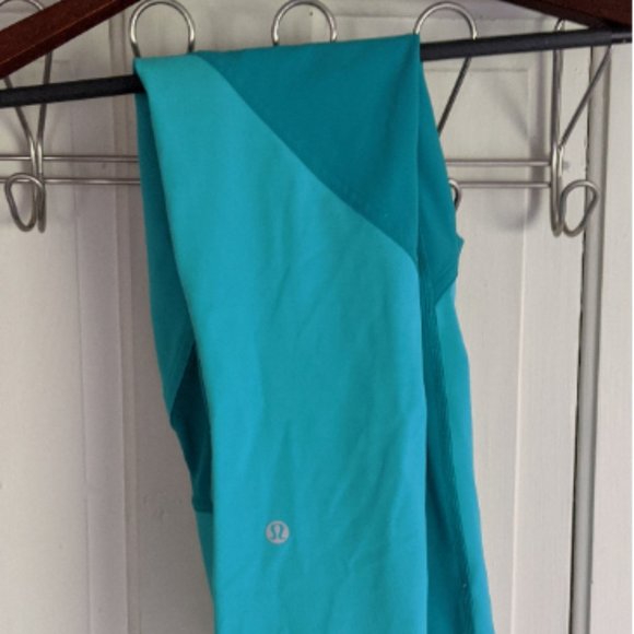 Two Toned Teal 7/8 Lululemon Leggings Size 6 - Picture 2 of 7
